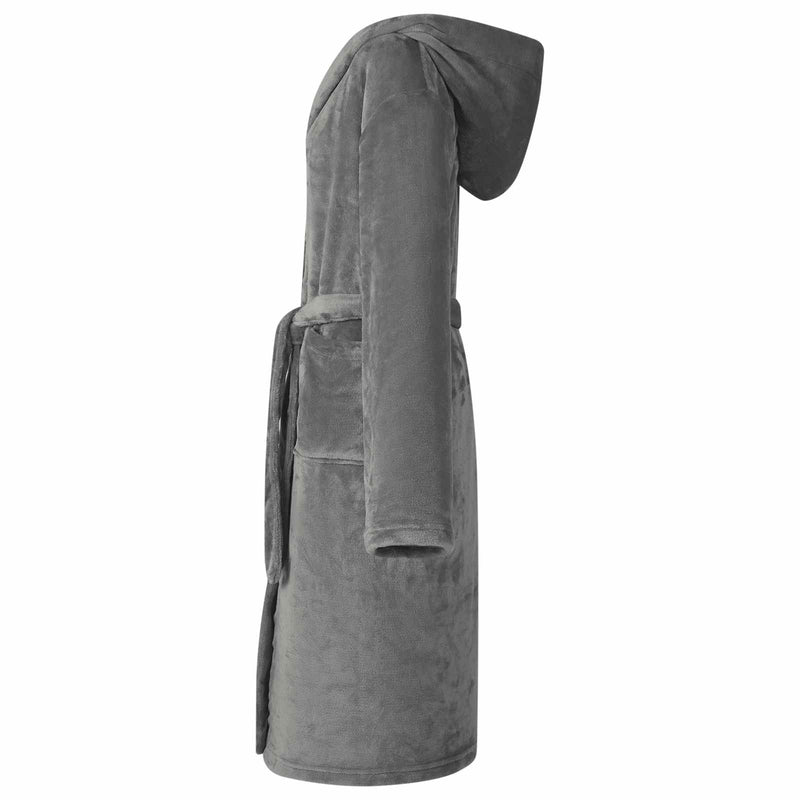 Afbeelding laden in galerijviewer, Vidaxl badjas hoodie donkergrijs l flanel
