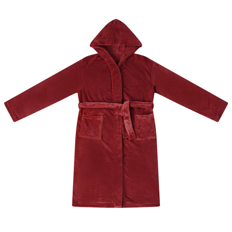 Afbeelding laden in galerijviewer, Vidaxl badjas hoodie bordeaux rood m flanel