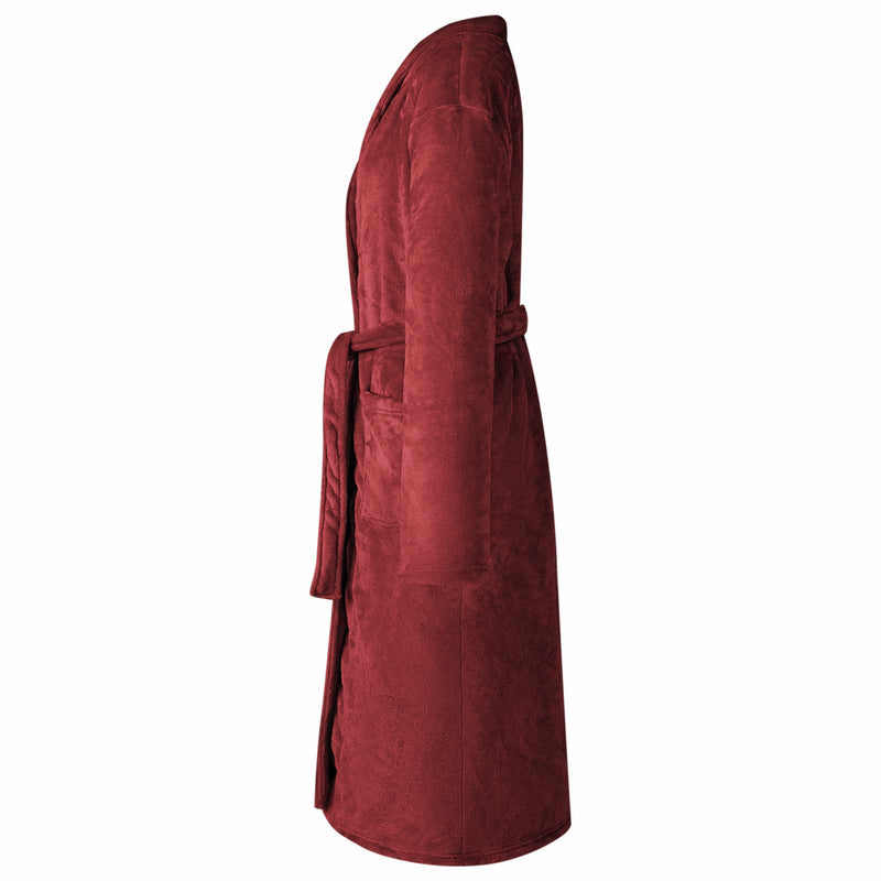 Afbeelding laden in galerijviewer, Vidaxl badjas zonder kap bordeaux rood m flanel