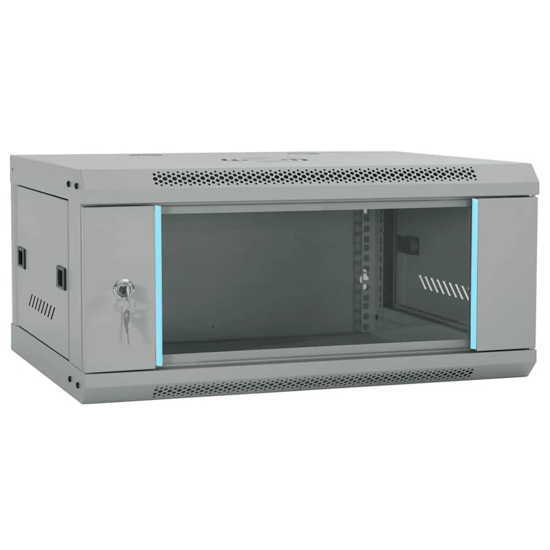 Afbeelding laden in galerijviewer, Vidaxl netwerk kabinet met opslag grijs 60 x 35 x 28 cm staal