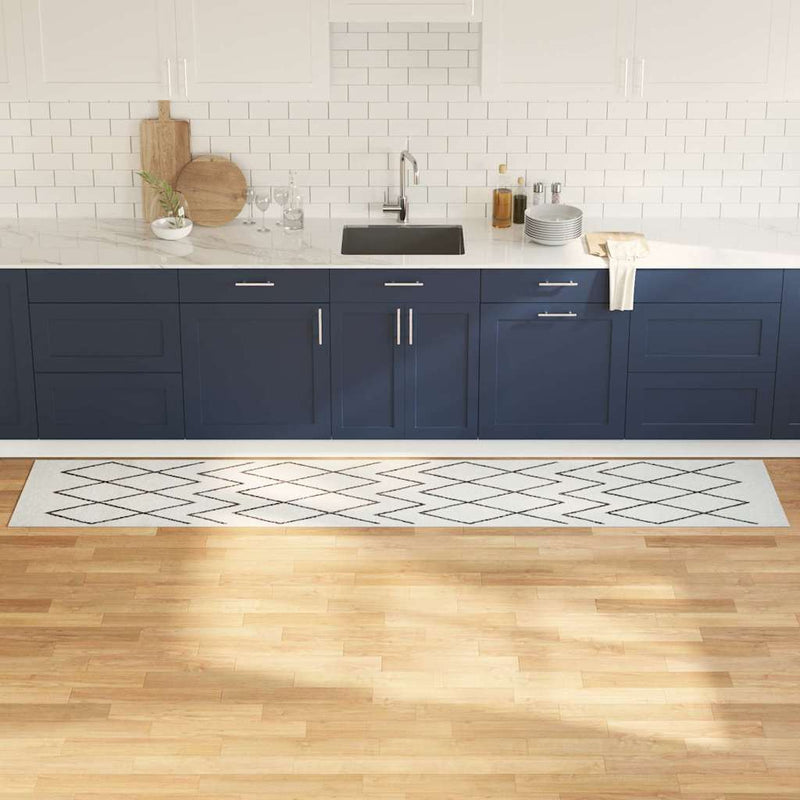 Afbeelding laden in galerijviewer, Vidaxl keuken vloerkleed wit 300 x 60 cm fluweel