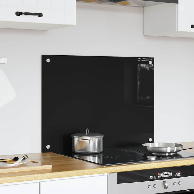 Afbeelding laden in galerijviewer, Vidaxl keuken achterwand zwart 70 x 50 cm gehard glas