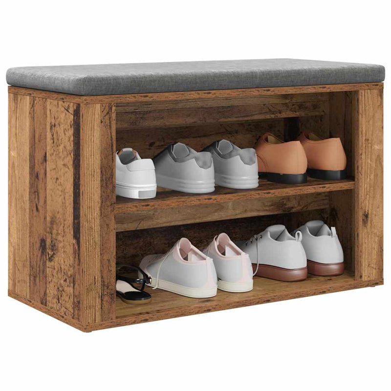 Afbeelding laden in galerijviewer, Vidaxl schoenenrek met plank oud hout 75 x 35 x 45 cm bewerkt hout
