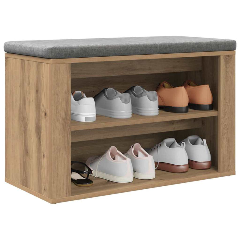 Afbeelding laden in galerijviewer, Vidaxl schoenenrek met plank artisanaal eikenkleurig 75 x 35 x 45 cm