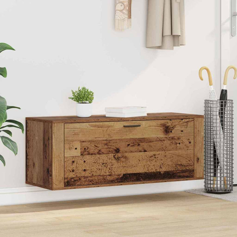 Afbeelding laden in galerijviewer, Vidaxl schoenenkast met plank oud hout 100 x 35 x 38 cm bewerkt hout