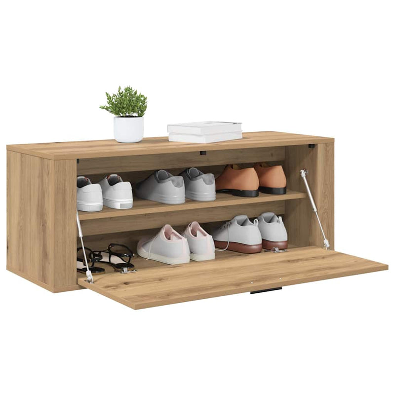 Afbeelding laden in galerijviewer, Vidaxl schoenenkast met plank artisanaal eikenkleurig 100 x 35 x 38 cm