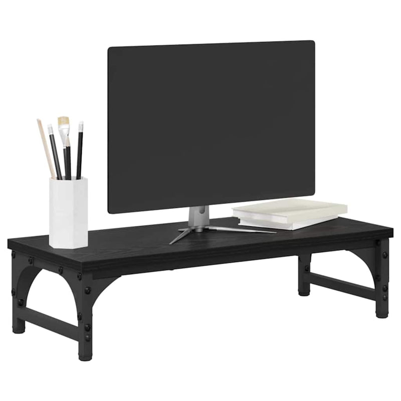 Afbeelding laden in galerijviewer, Vidaxl monitor stand zwart eiken 55 x 23 x 14 cm bewerkt hout