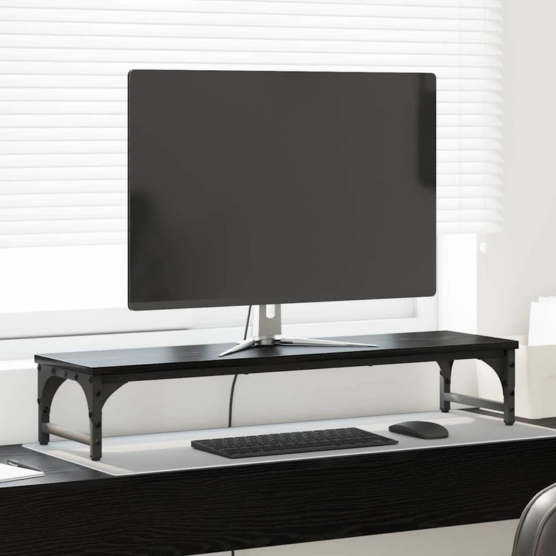 Afbeelding laden in galerijviewer, Vidaxl monitor stand zwart eiken 85 x 23 x 15,5 cm bewerkt hout