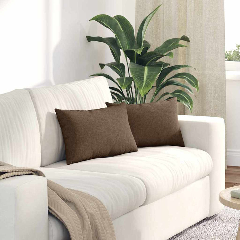 Afbeelding laden in galerijviewer, Vidaxl sofa kussens 2 pcs bruin 50 x 30 cm stof