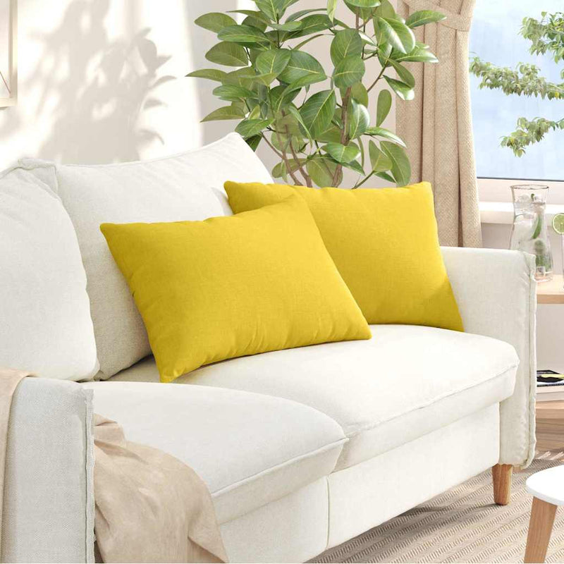 Afbeelding laden in galerijviewer, Vidaxl sofa kussens 2 pcs lichtgeel 60 x 40 cm stof