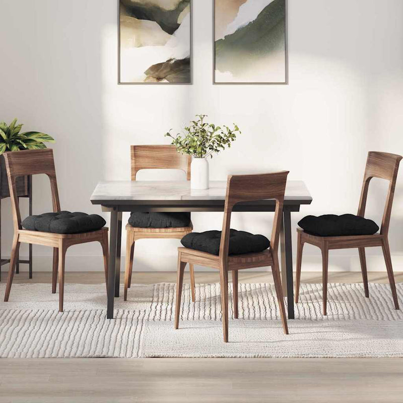 Afbeelding laden in galerijviewer, Vidaxl zitkussens 4 st stof zwart 45 x 45 x 12 cm
