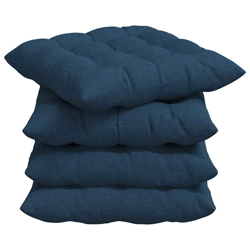 Afbeelding laden in galerijviewer, Vidaxl zitkussens 4 pcs blauw 40 x 40 x 6 cm stof