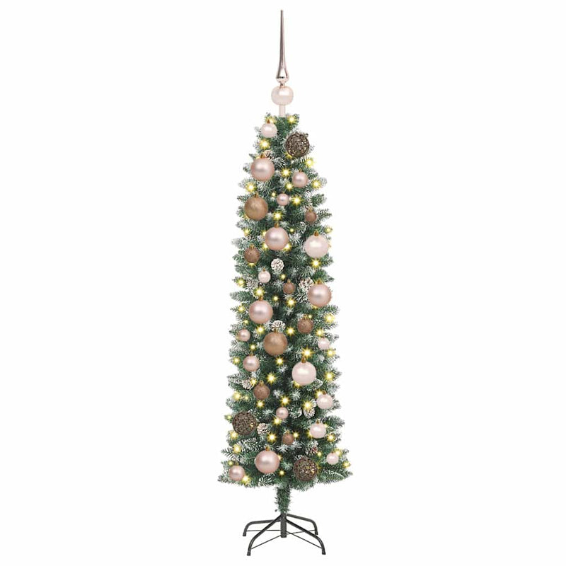 Afbeelding laden in galerijviewer, Vidaxl kunstmatige slanke kerstboom met 150 led groen en wit 120 cm
