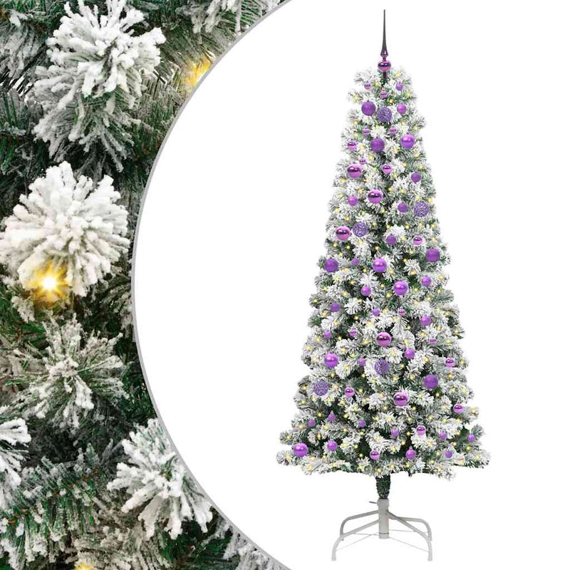 Afbeelding laden in galerijviewer, Vidaxl kunstmatige inklapbare kerstboom groen en wit 210 cm