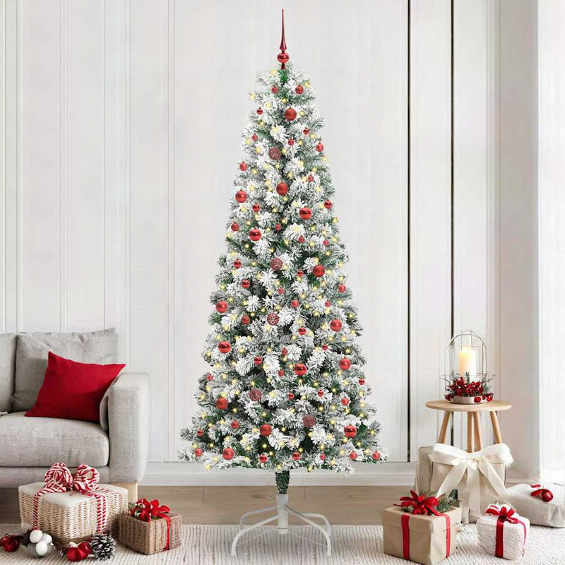 Afbeelding laden in galerijviewer, Vidaxl kunstmatige inklapbare kerstboom groen en wit 240 cm