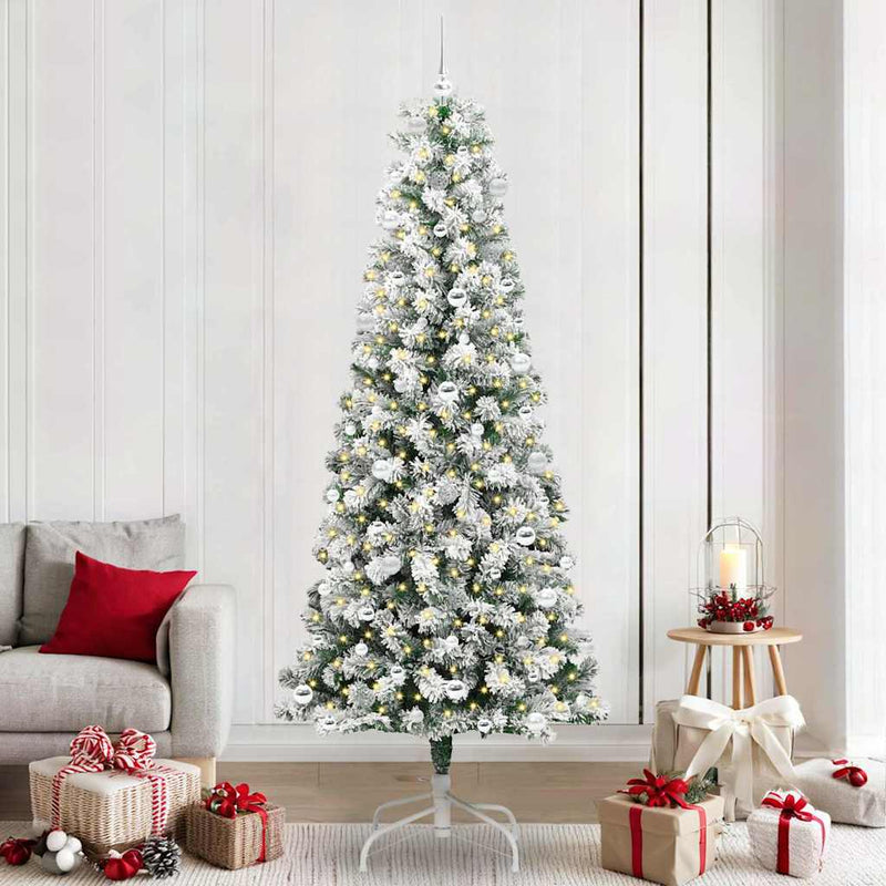 Afbeelding laden in galerijviewer, Vidaxl kunstmatige inklapbare kerstboom groen en wit 240 cm