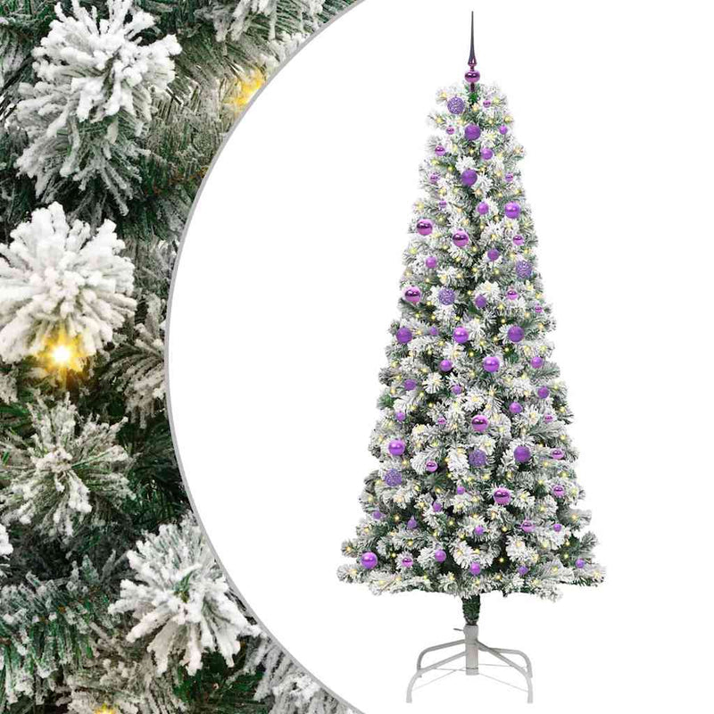 Afbeelding laden in galerijviewer, Vidaxl kunstmatige inklapbare kerstboom groen en wit 240 cm