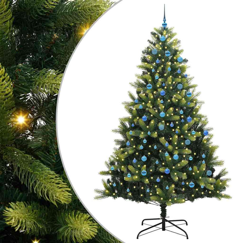 Afbeelding laden in galerijviewer, Vidaxl kunstkerstboom met scharnier 300 leds groen 240 cm pvc en pe