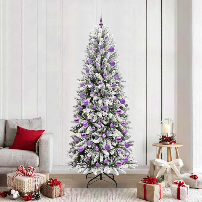 Afbeelding laden in galerijviewer, Vidaxl kunstkerstboom wit 210 cm pvc en plastic en staal en pe