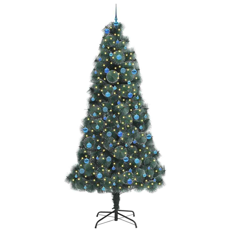 Afbeelding laden in galerijviewer, Vidaxl kunstmatige voorverlichte kerstboom met ballenset groen 240 cm