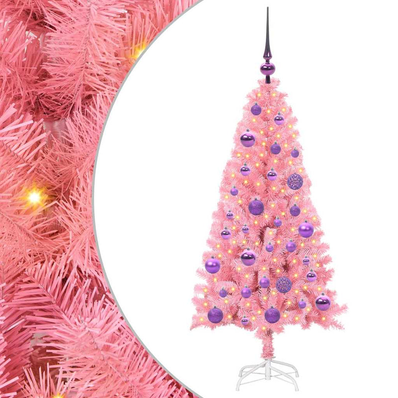 Afbeelding laden in galerijviewer, Vidaxl kerstboom met 150 led met standaard roze 120 cm pvc
