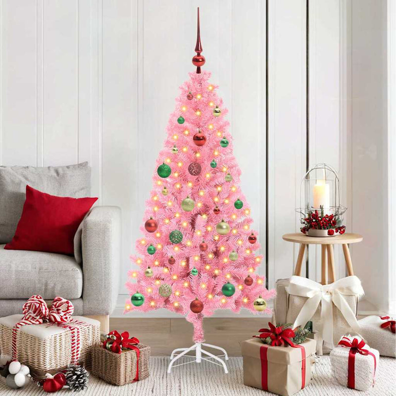 Afbeelding laden in galerijviewer, Vidaxl kerstboom met 150 led met standaard roze 150 cm pvc