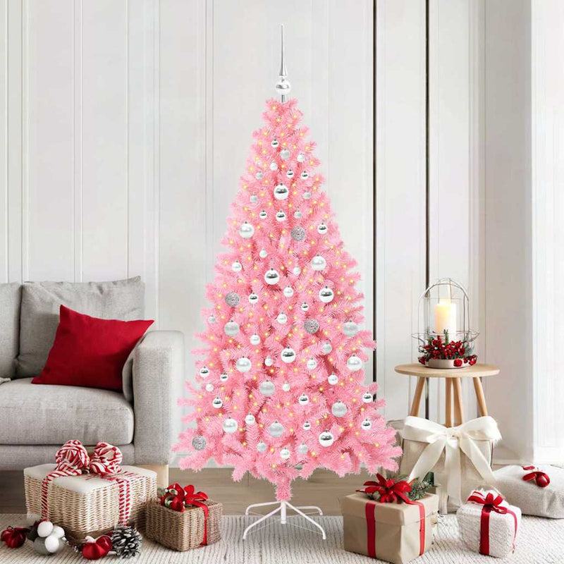 Afbeelding laden in galerijviewer, Vidaxl kerstboom met 300 led met standaard roze 180 cm pvc