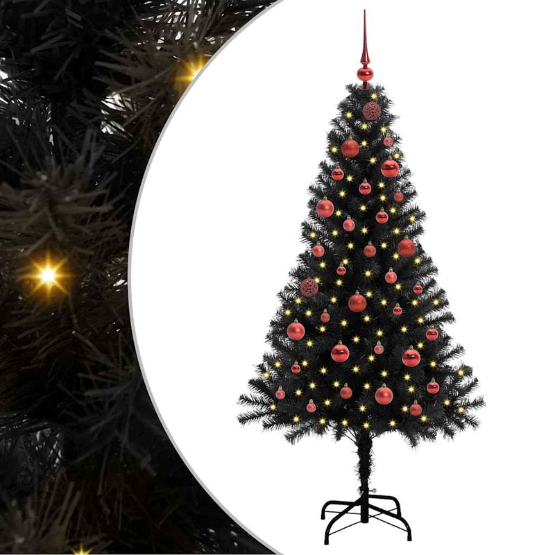 Afbeelding laden in galerijviewer, Vidaxl kerstboom met 150 led met standaard zwart 150 cm pvc