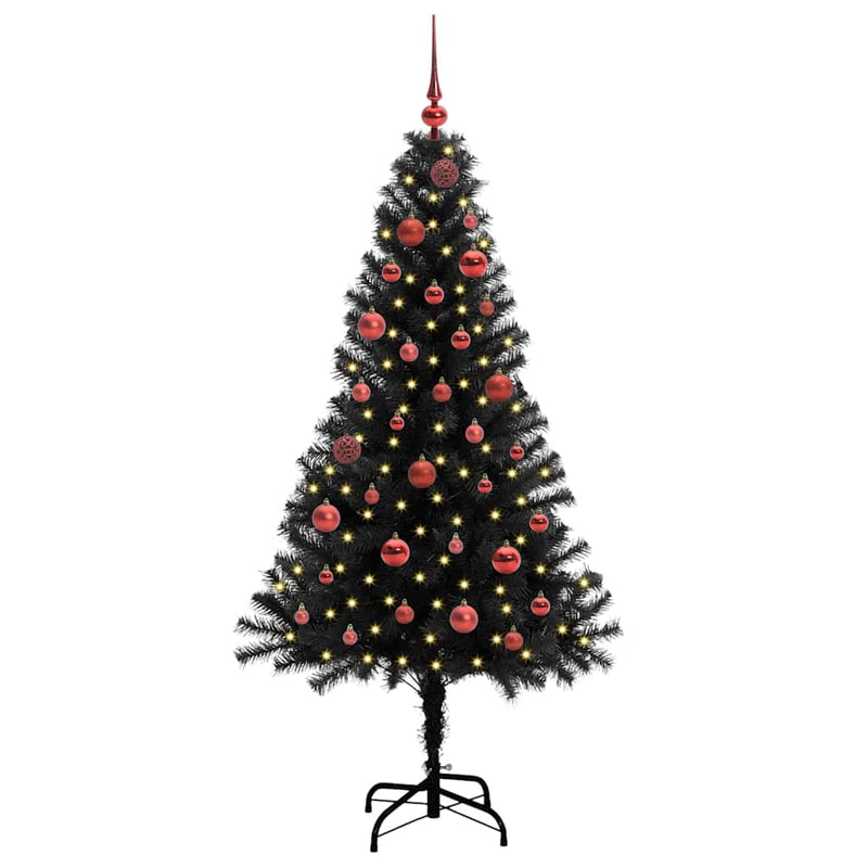 Afbeelding laden in galerijviewer, Vidaxl kerstboom met 150 led met standaard zwart 150 cm pvc