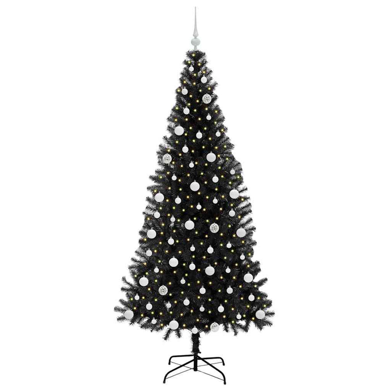 Afbeelding laden in galerijviewer, Vidaxl kerstboom met 300 led met standaard zwart 210 cm pvc