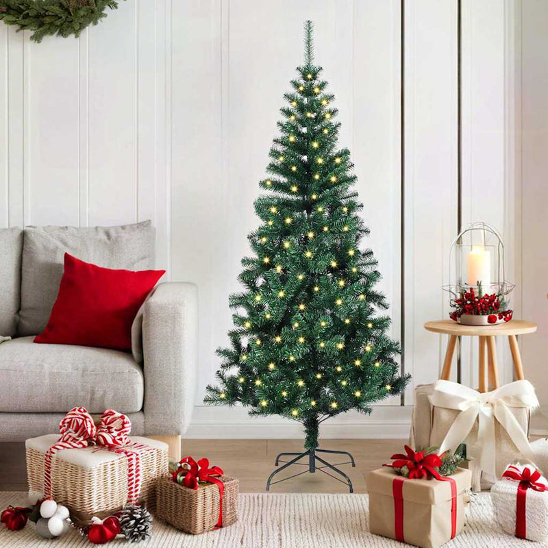 Afbeelding laden in galerijviewer, Vidaxl kunstmatig voorverlicht kerstboom groen 150 cm pvc en metaal