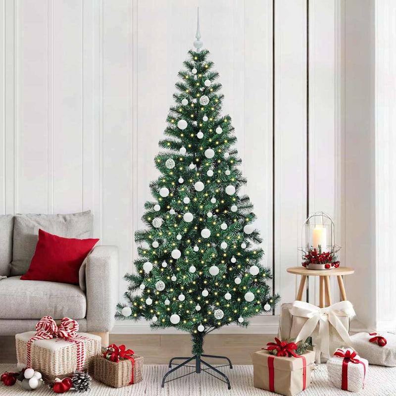 Afbeelding laden in galerijviewer, Vidaxl kunstmatig voorverlicht kerstboom groen 210 cm pvc en metaal