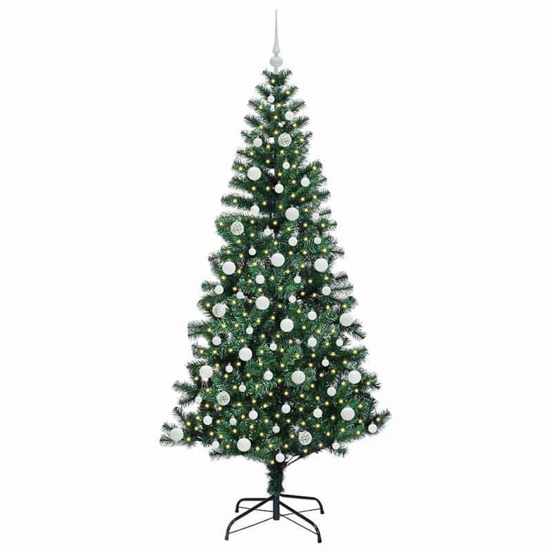 Afbeelding laden in galerijviewer, Vidaxl kunstmatig voorverlicht kerstboom groen 210 cm pvc en metaal