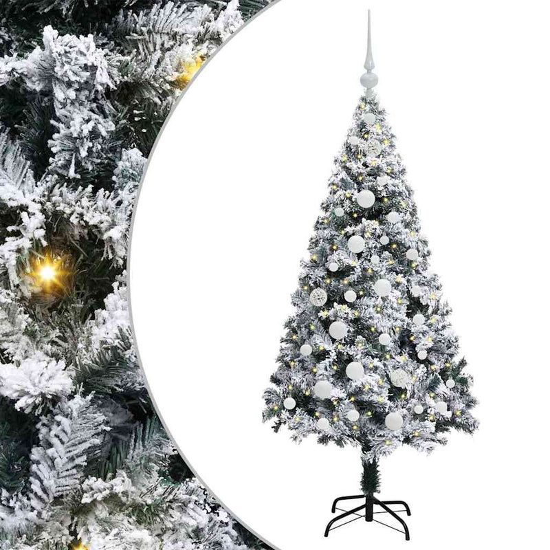 Afbeelding laden in galerijviewer, Vidaxl kunstkerstboom met 150 led wit 150 cm pvc en staal en kunststof