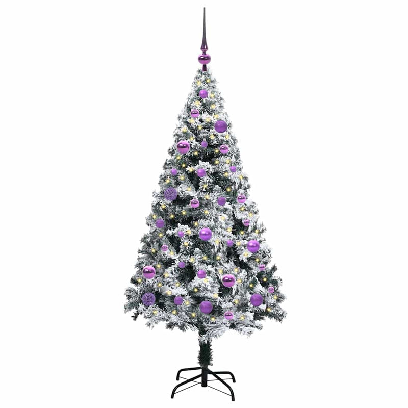 Afbeelding laden in galerijviewer, Vidaxl kunstkerstboom met 150 led wit 150 cm pvc en staal en kunststof
