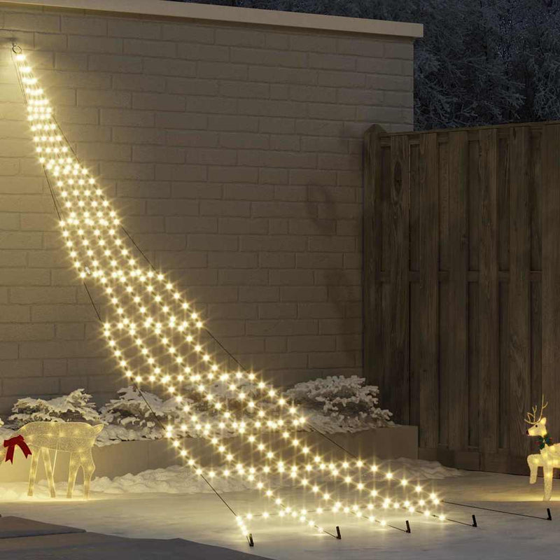 Afbeelding laden in galerijviewer, Vidaxl led kerstboom met grondspiesjes warmwit 511 cm metaal