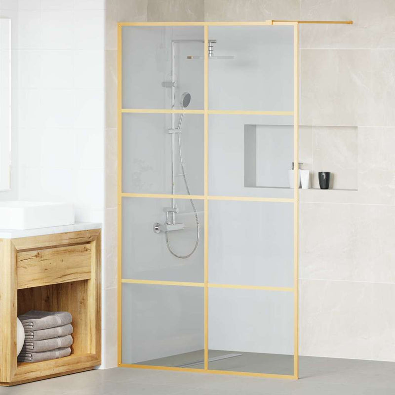 Afbeelding laden in galerijviewer, Vidaxl inloop douche wand goud 115 x 195 cm gehard glas