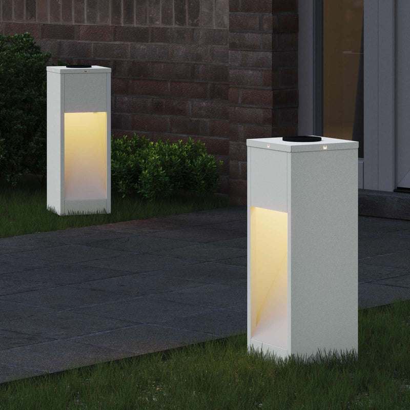 Afbeelding laden in galerijviewer, Vidaxl zonne led padverlichting 2 pcs wit koudgewalst staal
