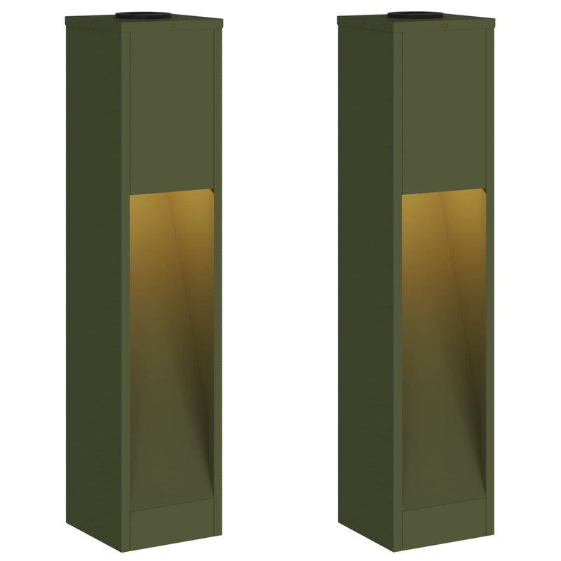 Afbeelding laden in galerijviewer, Vidaxl zonne led padverlichting 2 pcs olijf groen koudgewalst staal