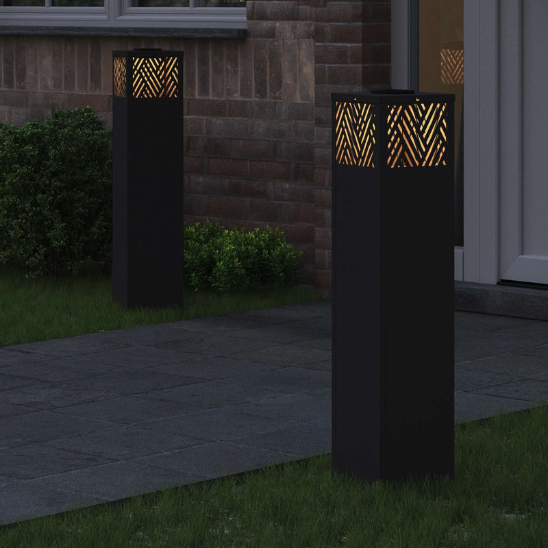 Afbeelding laden in galerijviewer, Vidaxl solar led pad licht 2 pcs zwart koudgewalst staal