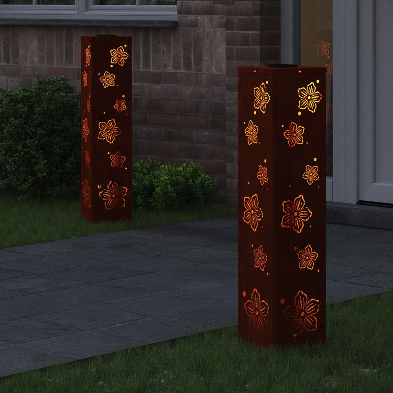 Afbeelding laden in galerijviewer, Vidaxl solar led pad licht 2 pcs roestig cortenstaal