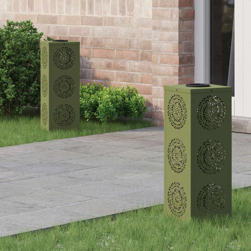 Afbeelding laden in galerijviewer, Vidaxl solar led pad licht 2 pcs olijf groen koudgewalst staal