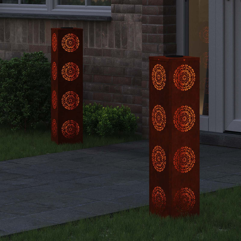 Afbeelding laden in galerijviewer, Vidaxl solar led pad licht 2 pcs roestig cortenstaal