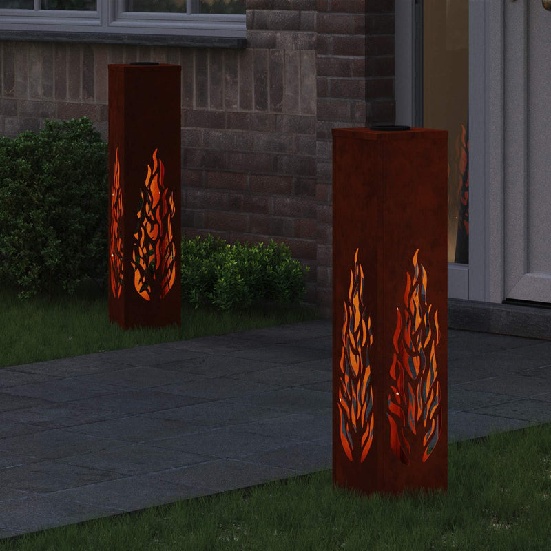 Afbeelding laden in galerijviewer, Vidaxl solar led pad licht 2 pcs roestig cortenstaal