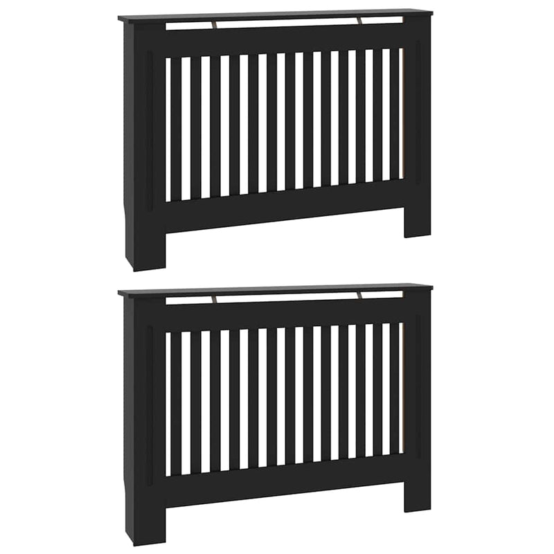 Afbeelding laden in galerijviewer, Vidaxl radiatorafdekking 2 pcs zwart 112 x 19 x 81,5cm bewerkt hout