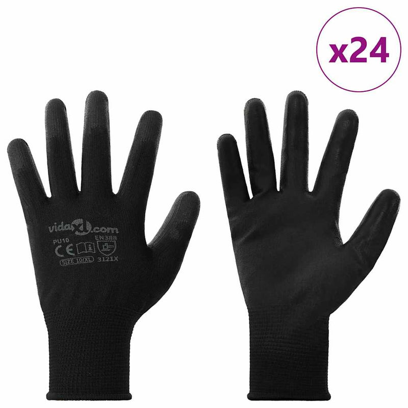 Afbeelding laden in galerijviewer, Vidaxl werkhandschoenen 24 pcs zwart 10 xl polyester