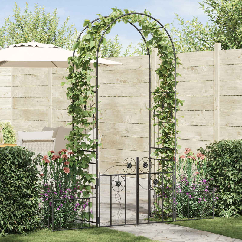 Afbeelding laden in galerijviewer, Vidaxl tuin boog met slot zwart 203 x 50 x 218 cm