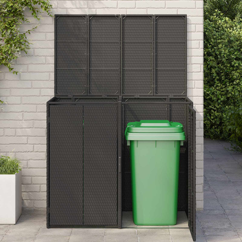 Afbeelding laden in galerijviewer, Vidaxl afvalbak box 2 pcs zwart 65 x 80 x 115 cm polyetheen