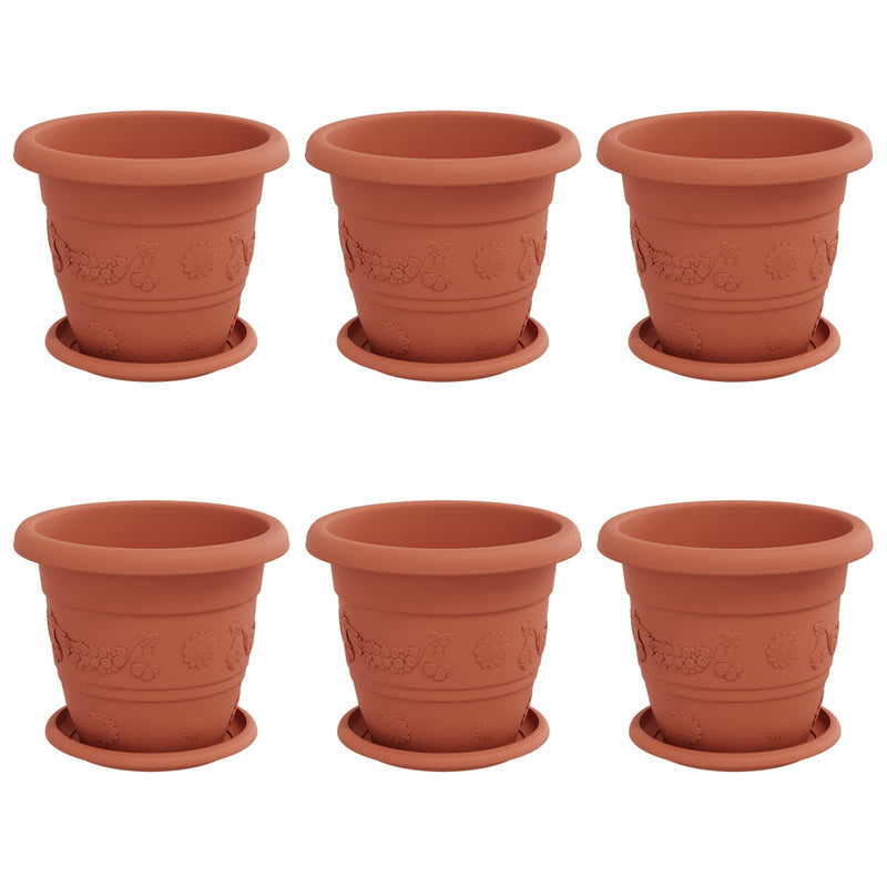 Afbeelding laden in galerijviewer, Vidaxl plantenpotten 6 pcs baksteenrood ø 26 x 21.5 cm kunststof