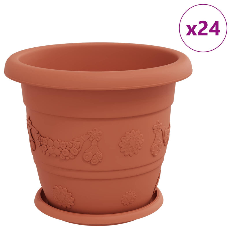 Afbeelding laden in galerijviewer, Vidaxl plantenpotten 24 pcs baksteenrood ø 26 x 21.5 cm kunststof